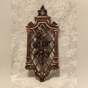 Fruit/Flowers/ Cornucopia WALL ART SET OF 4 COPPER/GOLD tone Resin/plastic 1971